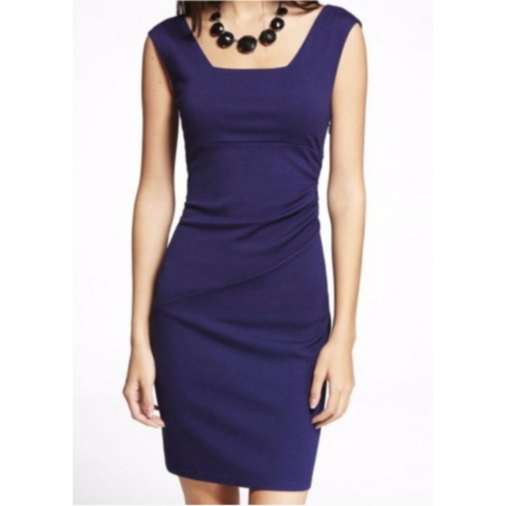 Express Navy Blue Ponte Knit Sheath Dress